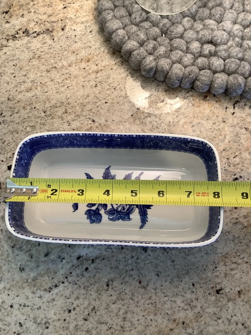 Spode “Camilla” Blue & White Floral Small Rectangular Cranberry Serving Dish